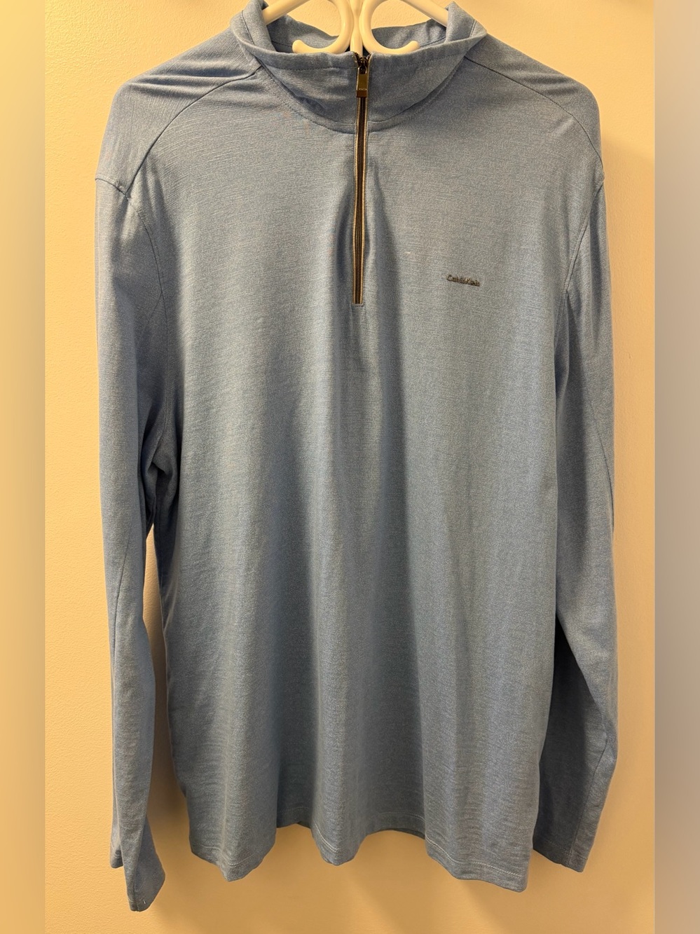 Calvin Klein Men's Light Blue 1/4 Zip Long Sleeve Pullover Cotton/Poly Size XL